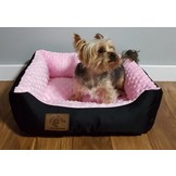 Hondenmand - S - kleine hond - 50 x 40 cm - roze minky dot - hondenbed