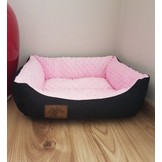 Hondenmand - S - kleine hond - 50 x 40 cm - roze minky dot - hondenbed