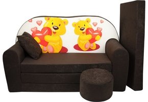Kinder slaapbank set - logeermatras - sofa - 170 x 100 x 8 - slaapbank - bruin - beertjes