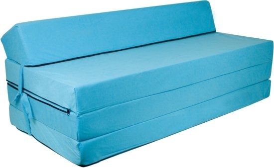Opvouwbaar matras met hoofdkussen - Wasbare hoes - 200cm x 120cm x 10cm - Blauw