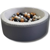 Ballenbad met 200 ballen - Wasbare hoes - 90x30 cm - Grijs / Wit