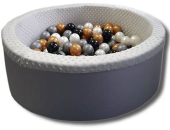 Ballenbad met 200 ballen - Wasbare hoes - 90x30 cm - Grijs / Wit