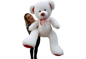 Grote witte knuffelbeer teddybeer met I Love You tekst geborduurd 160cm