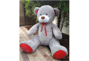 Grote knuffelbeer - I love you - Zacht - Grijs