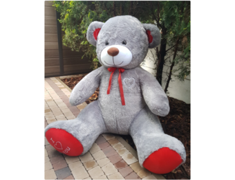 Grote knuffelbeer - I love you - Zacht - Grijs