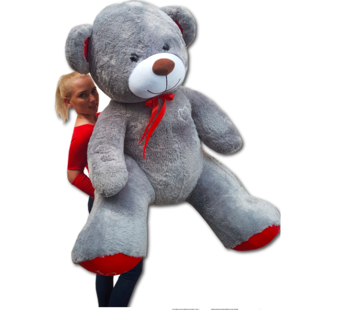 Grote knuffelbeer - I love you - Zacht - Grijs