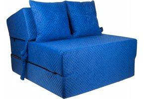 Luxe logeermatras - blauw - camping matras - reismatras - opvouwbaar matras - 200 x 70 x 15 - met kussens
