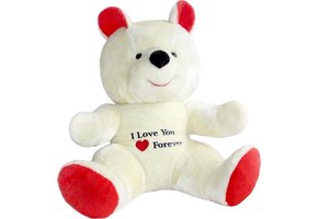 Grote knuffelbeer wit rood I love you 120 cm I Love You