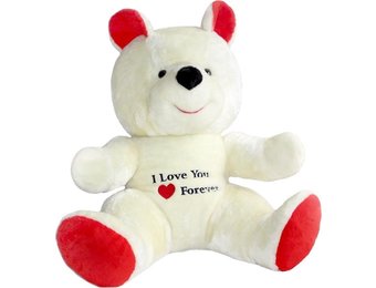 Grote knuffelbeer wit rood I love you 120 cm I Love You