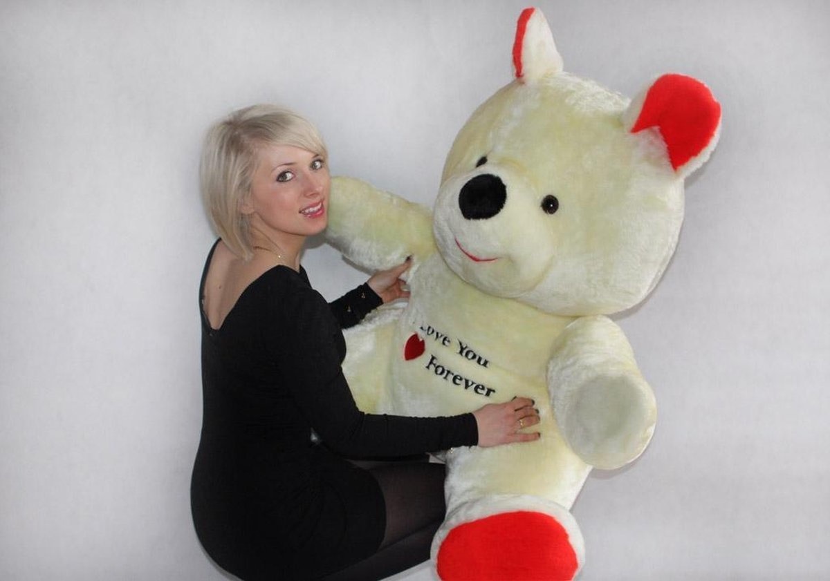 Grote knuffelbeer wit rood I love you 120 cm I Love You
