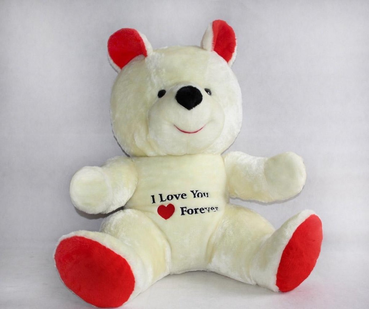 Grote knuffelbeer wit rood I love you 120 cm I Love You