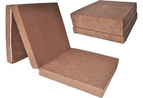 Kinder logeermatras - licht bruin - camping matras - reismatras - opvouwbaar matras - 120 x 60 x 6