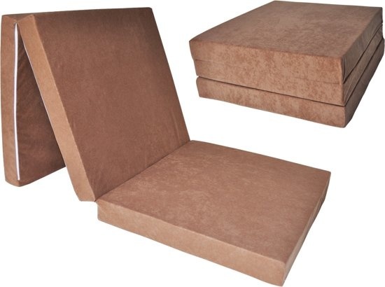 Kinder logeermatras - licht bruin - camping matras - reismatras - opvouwbaar matras - 120 x 60 x 6