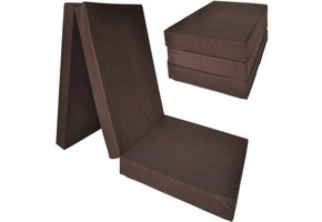 Logeermatras extra dik - bruin - camping matras - reismatras - opvouwbaar matras - 195 x 80 x 15