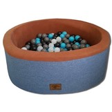 Ballenbak - stevige ballenbad - 90 x 30 cm - 200 ballen - wit, grijs, zwart en lichtblauw