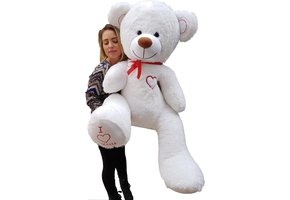 Grote witte knuffelbeer teddybeer met i love you tekst 190cm!