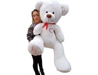 Grote witte knuffelbeer teddybeer met i love you tekst 190cm!