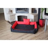 XXL Hondenbed van kunstleer - 120x90 - hondenkussen hondensofa kattenbed hondenkorf - waterdicht - Rood / Zwart