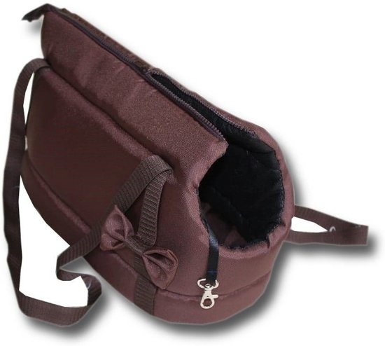 Hondendraagtas - kleine honden - honden transporttas - bruin - 36x19x23 cm - stijlvol - schoudertas