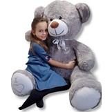 Knuffelbeer grijs 160 cm - grote XL knuffel - met geborduurd hartje
