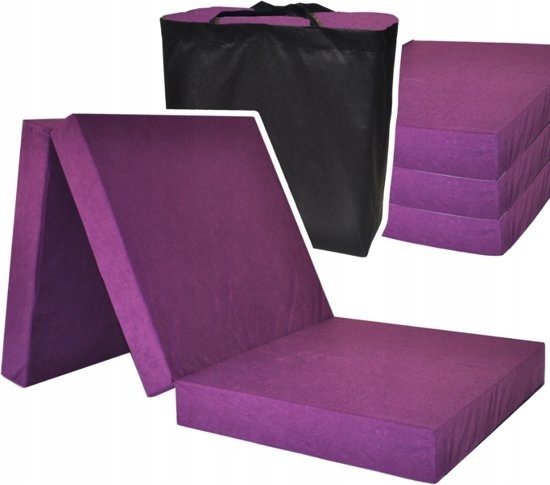 Logeermatras extra dik - violet - camping matras - reismatras - opvouwbaar matras - 195 x 80 x 15