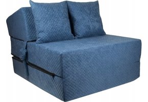 Luxe logeermatras - navy blauw - camping matras - reismatras - opvouwbaar matras - 200 x 70 x 15 - met kussens