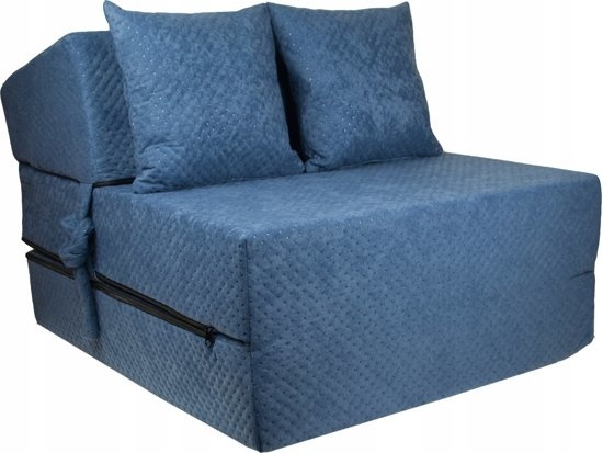 Luxe logeermatras - navy blauw - camping matras - reismatras - opvouwbaar matras - 200 x 70 x 15 - met kussens