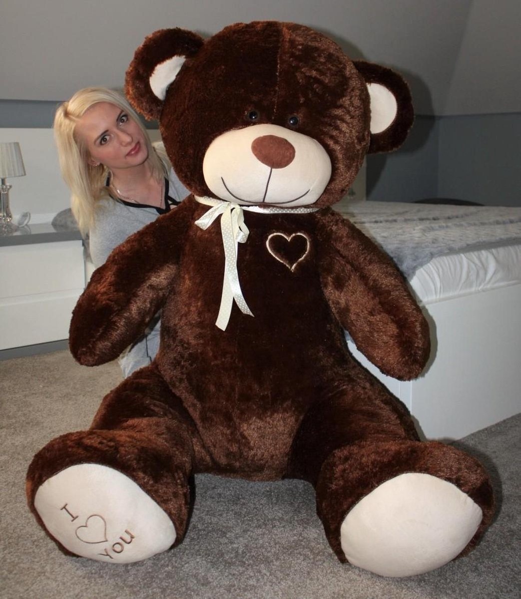 Grote knuffelbeer - I love you - Zacht - Bruin