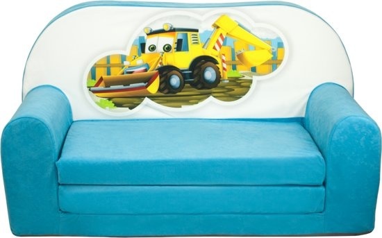 Kinder slaapbank - sofa - blauw - logeermatras - 85 x 60 - graafmachine