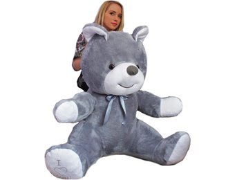 Grote knuffelbeer - I love you - Zacht - Grijs