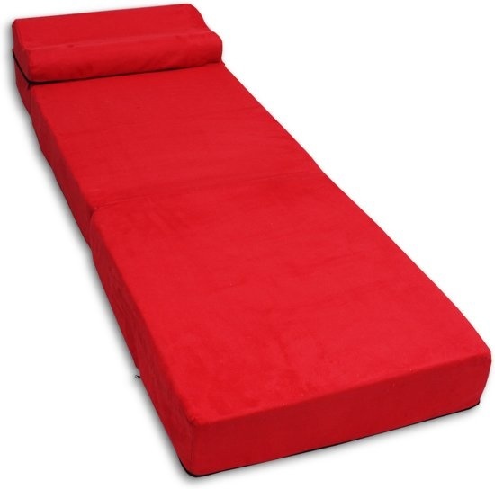 Rode Logeermatras - camping matras - reismatras - opvouwbaar matras - 70 x 200 x 15 met kussen