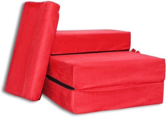 Rode Logeermatras - camping matras - reismatras - opvouwbaar matras - 70 x 200 x 15 met kussen