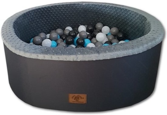 Ballenbak - stevige ballenbad - 90 x 40 cm - 200 ballen - wit grijs zwart blauw