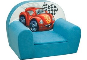 Luxe kinderstoel - kinderfauteuil - sofa - 60 x 45 - blauw - cars