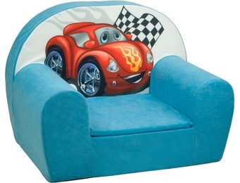 Luxe kinderstoel - kinderfauteuil - sofa - 60 x 45 - blauw - cars