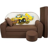 Kinder slaapbank set - logeermatras - sofa - 170 x 100 x 8 - slaapbank - licht bruin - graafmachine
