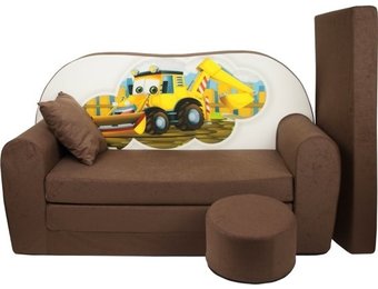 Kinder slaapbank set - logeermatras - sofa - 170 x 100 x 8 - slaapbank - licht bruin - graafmachine