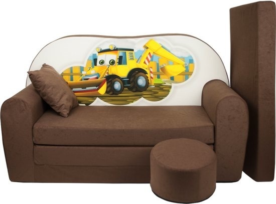 Kinder slaapbank set - logeermatras - sofa - 170 x 100 x 8 - slaapbank - licht bruin - graafmachine