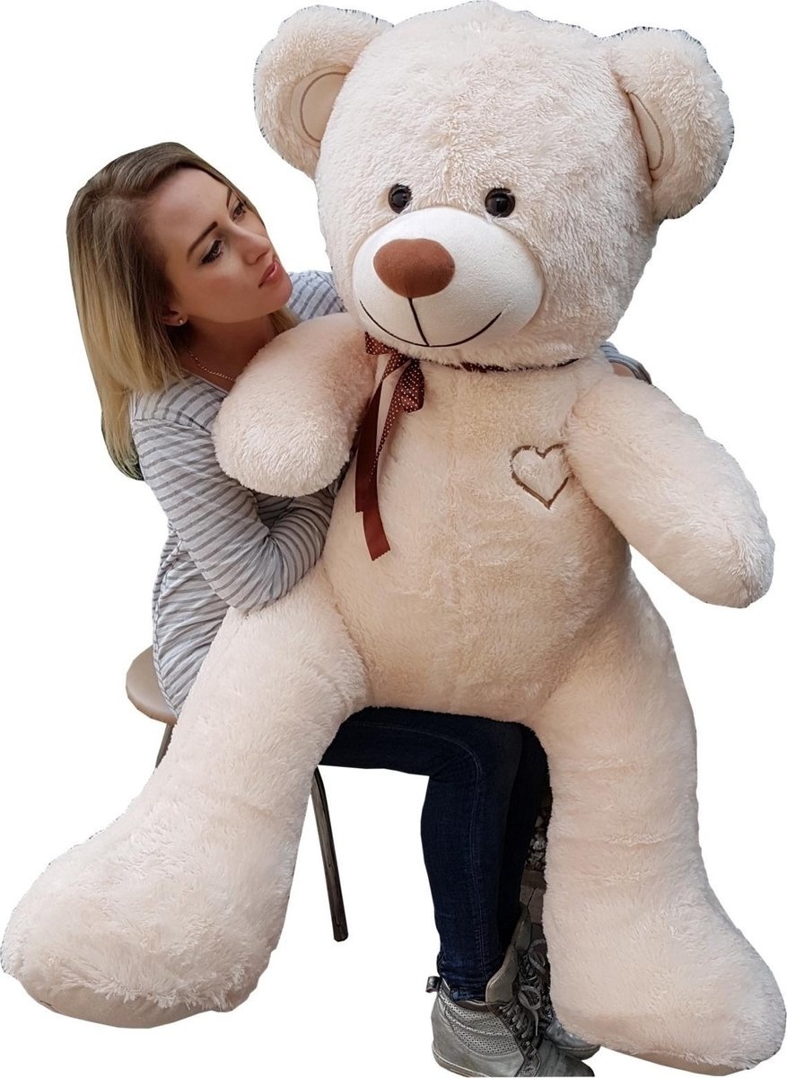 Grote knuffelbeer - I love you - Zacht - Crème