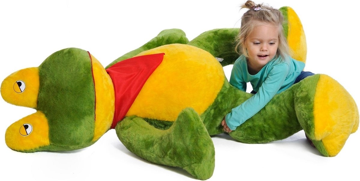 Grote knuffel kikker groen geel 125 cm XL