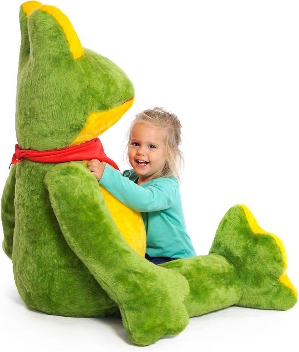 Grote knuffel kikker groen geel 125 cm XL
