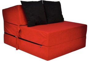 Luxe logeermatras - rood - camping matras - reismatras - opvouwbaar matras - 200 x 70 x 15 - met zwarte kussens