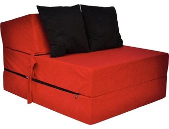 Luxe logeermatras - rood - camping matras - reismatras - opvouwbaar matras - 200 x 70 x 15 - met zwarte kussens