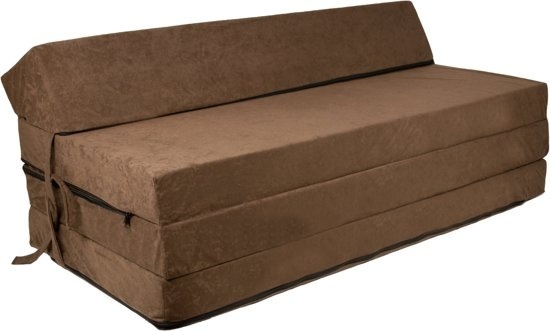 Opvouwbaar matras met hoofdkussen - Wasbare hoes - 200cm x 120cm x 10cm - Lichtbruin