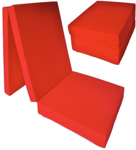 Logeermatras extra dik - rood - camping matras - reismatras - opvouwbaar matras - 195 x 70 x 15