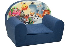Luxe kinderstoel - kinderfauteuil - sofa - 60 x 45 - donker blauw - Madagaskar