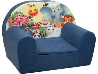 Luxe kinderstoel - kinderfauteuil - sofa - 60 x 45 - donker blauw - Madagaskar