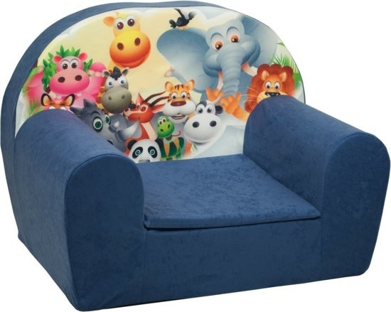 Luxe kinderstoel - kinderfauteuil - sofa - 60 x 45 - donker blauw - Madagaskar