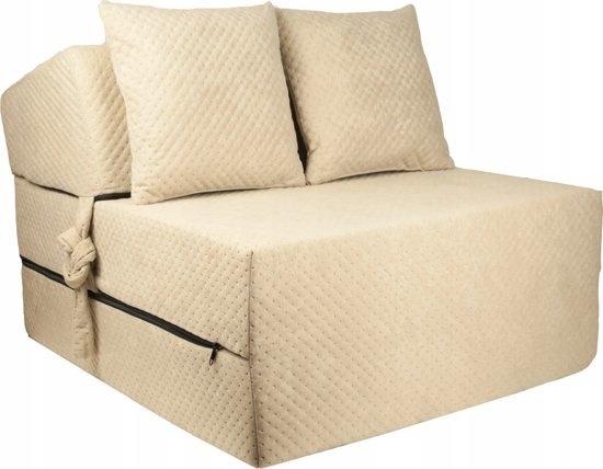 Luxe logeermatras - beige - camping matras - reismatras - opvouwbaar matras - 200 x 70 x 15 - met kussens