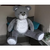 Grote knuffelbeer - I love you - Zacht - Grijs